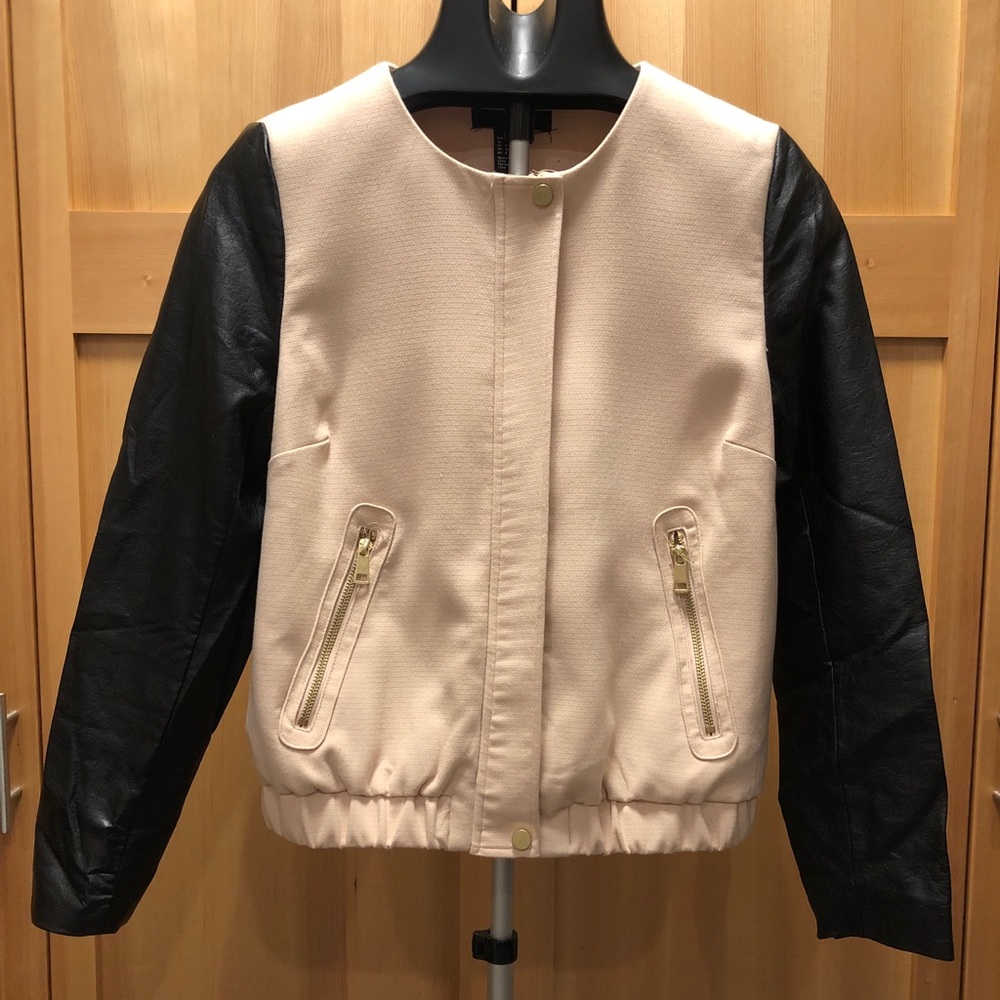 H&M moto jacket w/ faux leather sleeves
